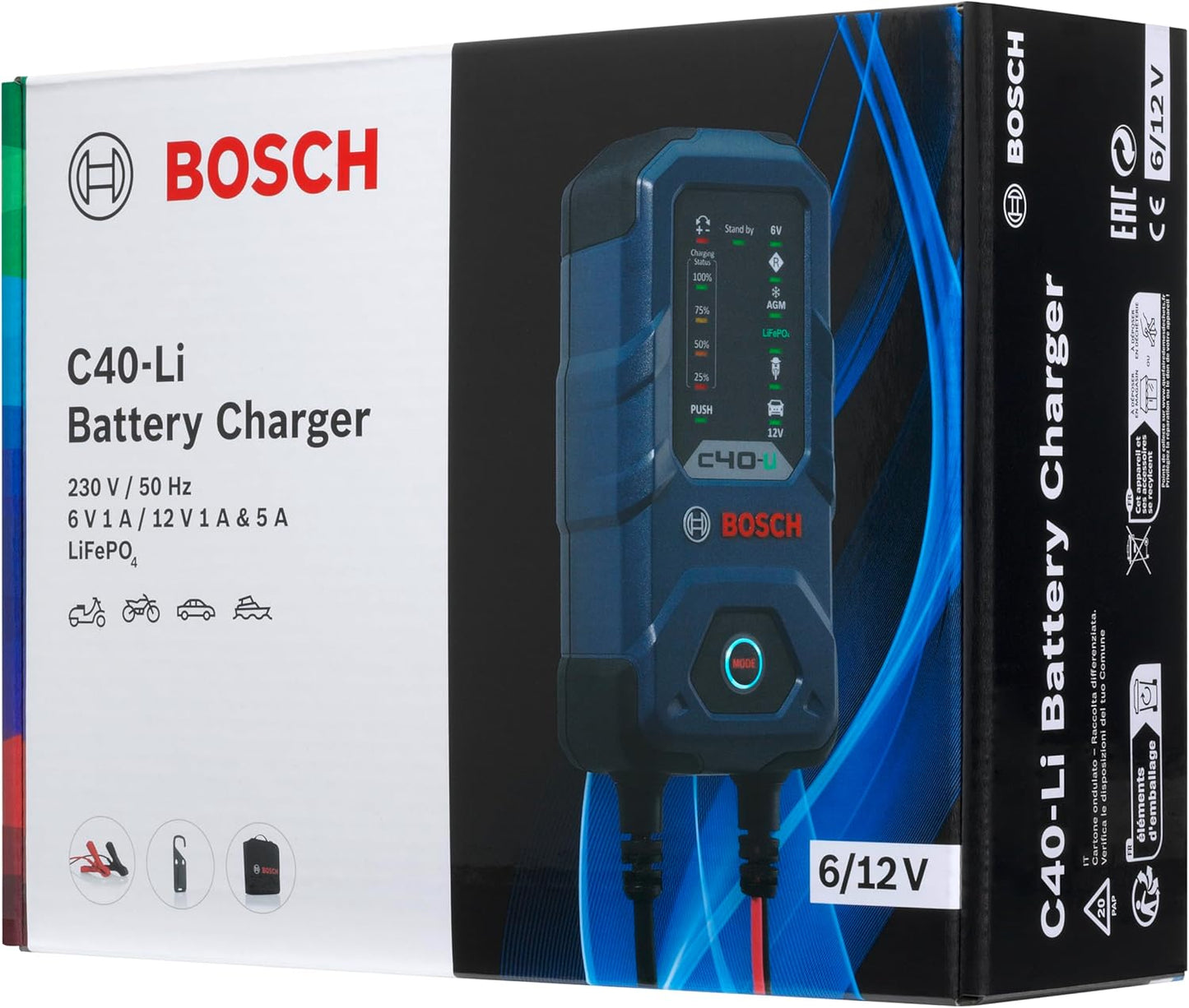 Auto akulaadija BOSCH C40-Li 6/12V-1A/5A