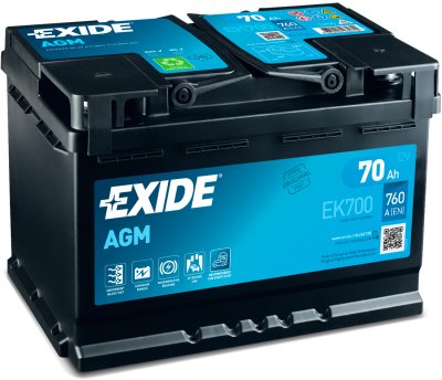 Exide AGM aku 72Ah 760A 278x175x190 -+