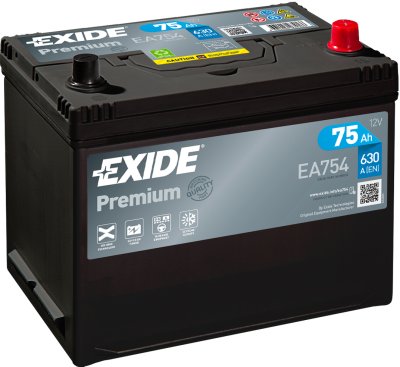 Exide Premium 75Ah630A 260x170x222-+