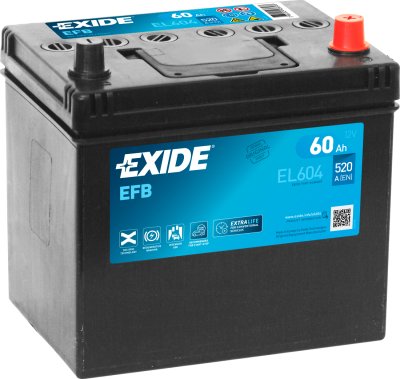 Exide EFB 60Ah 520A 230x173x222-+