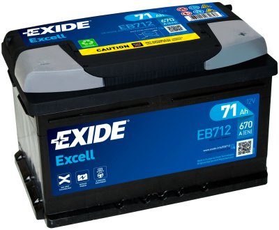 Exide Excell 71Ah 670A 278x175x175-+