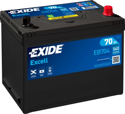 Exide Excell 70Ah 540A 266x172x223-+