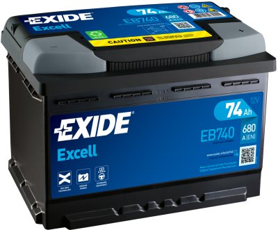 Exide Excell 74Ah 680A 278x175x190-+